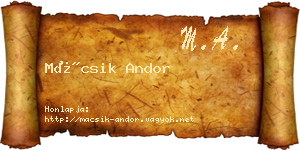 Mácsik Andor névjegykártya
