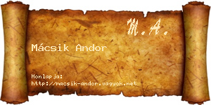 Mácsik Andor névjegykártya